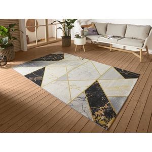 Flycarpets Flair Binnen & Buitenkleed Vloerkleed Noble - Zwart / Grijs / Goud - 120x180 cm