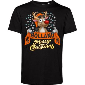 T-shirt Holland | Foute Kersttrui Dames Heren | Kerstcadeau | Nederlands elftal supporter | Zwart | maat 3XL