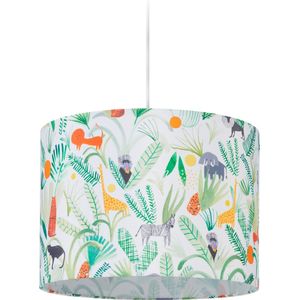 Relaxdays hanglamp kinderkamer - kinderlamp - jungle - dieren - Ø 35 cm - kleurrijk