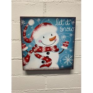 Kerst MDF Decoratiebord - Sneeuwpop - Christmas - MDF Decoration - 25x25x3 cm