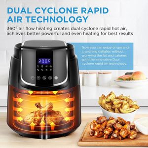 Mygroot - Airfryer - Hete lucht friteuse - 4 liter - Olievrije Airfryer - 1500W - 8 Kookmodi - 35-200 ° C - Bakken - Roosteren - Grillen - Ontdooien - Alarm.