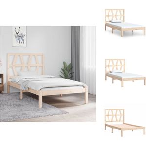 vidaXL Klassiek Grenenhouten Bedframe - 205.5 x 95.5 x 31 cm - Stevig en Stabiel - 90 x 200 cm Matras - Bed