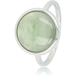 My Bendel Ring zilverkleurig met Green Fluorite edelsteen - Zilverkleurige Ring met Mooie Green Fluorite Edelsteen - Met luxe cadeauverpakking