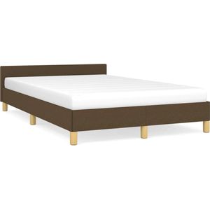 vidaXL - Bedframe - met - hoofdbord - stof - donkerbruin - 120x190 - cm