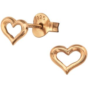 Oorbellen dames | Oorstekers | Rose gold plated oorstekers, hartje | WeLoveSilver