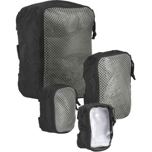Modular Pouch Set gevoerde semi-transparante organizer rugzak extra tassen set in 3 maten met klittenband achterkant, zwart