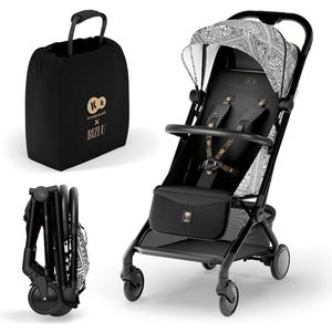 Kinderkraft PILOT 2 – Compacte Reisbabywagen – Cabin‑size – 5,8 kg – Eén‑hand Inklapbaar – UPF 50+ Waterdichte Kap – Verstelbare Rugleuning & Voetsteun – 5‑punts Magnetische Gordel – Lunar Black