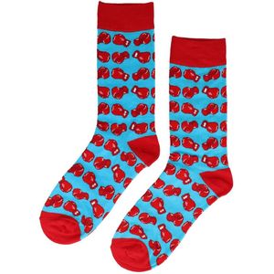 Sokken - Boksen Bokshandschoenen - Katoen - Uniseks - Schoenmaat 36-43 - Blauw Rood Funny Crazy Socks Sokkenlol