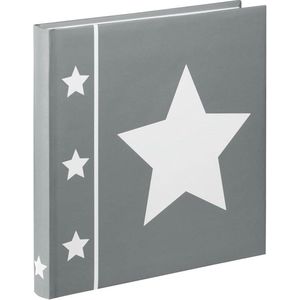 Jumbo Fotoalbum met 60 pagina's, voor 240 foto's in het formaat 10x15, sterrenmotief, 30 x 30 cm, XL fotoboek grijs