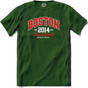 Boston 2014 | Boston - Vintage - Retro - T-Shirt - Unisex - Bottle Groen - Maat XL
