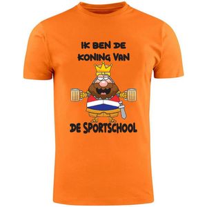 Ik ben de Koning van de Sportschool Oranje Heren T-Shirt | Fitness | Koningsdag | Sport | Shirt