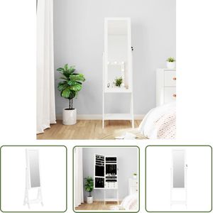 The Living Store Sieradenkast met LED-verlichting - Wit - 42 x 40 x 151.5 cm - 6 lades - Afsluitbaar