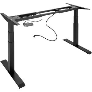 tectake® - zit sta bureau - elektrisch tafelframe Denis - zwart- in hoogte verstelbaar - met 2 motoren - variabele framebreedte, geheugenbediening en alarmfunctie