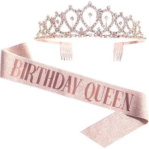 TDR - Verjaardag Sjerp en Tiara - Met text ""Birthday Queen"" - Roségoud