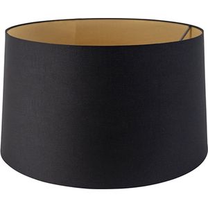 QAZQA rond schuin katoen - Moderne Lampenkap - Ø 500 mm - Zwart Goud -