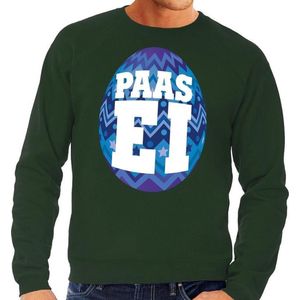 Groene Paas sweater met blauw paasei - Pasen trui voor heren - Pasen kleding XL