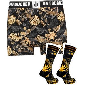 Untouched boxershort heren - heren ondergoed boxershorts - cadeau voor man - duurzaam - Golden Leaves S Sokken 39 42