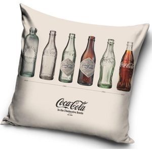 Coca Cola The History Bottles - Sierkussen Kussen 40 x 40 cm inclusief vulling