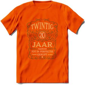 20 Jaar Legendarisch Gerijpt T-Shirt | Mos - Ivoor | Grappig Verjaardag en Feest Cadeau Shirt | Dames - Heren - Unisex | Tshirt Kleding Kado | - Oranje - 3XL