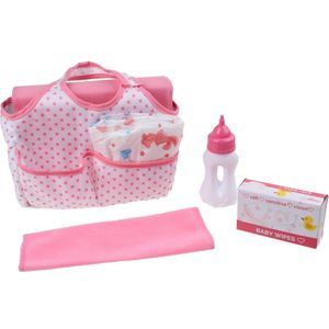 Johntoy Baby Rose Poppen Luiertas Met Accessoires 6-delig Wit/roze