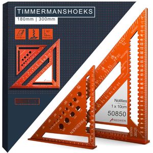 Driehoek Set - 180mm & 300mm - Innovatief Uitwisbaar Notitievlak - Slimme Boormal voor Exacte Diameters - Hoogprecies Gefreesd Aluminium Voor Permanent Nauwkeurige Hoeken Van 90°