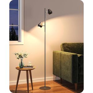 Dimbare LED vloerlamp - 3000K warm wit - individuele schakelaars - slaapkamer kantoor - zwart