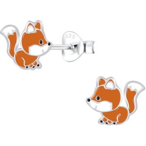 Zilveren vosje kinderoorbellen | vos oorknopjes Meisje Zilver | Zilverana | Sterling 925 Silver