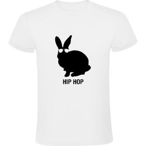 Hip hop konijn Heren T-shirt | huisdier | dier | stoer | bril | grappig | Wit
