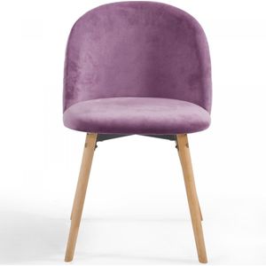 Miadomodo Eetkamerstoelen - Velvet - Fluweel - Houten Poten - Set van 6 - Paars