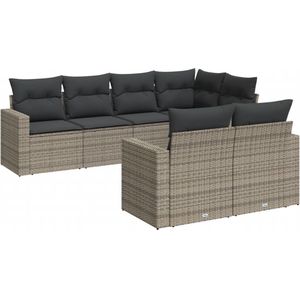 vidaXL 7-delige Loungeset met kussens grijs