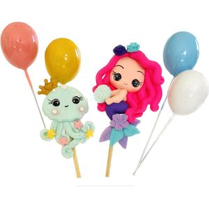 Luna Balunas Zeemeermin Taart Topper - Cake decoratie Meisje Feestversiering Versiering Handgemaakt
