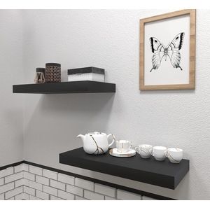 Shelf CD DVD two rek, hoogglanzend, wandplank, vrij twovend, keuze uit verschillende maten, keuken, kantoor, woonkamer, hoogte 50 mm (zwart, 100 cm x 5 cm x 26 cm)