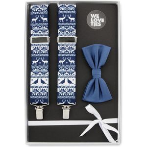 We Love Ties - Giftset bretels Nordic Blue - blauw / wit