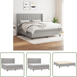 The Living Store Boxspringbed - Light Grey - 203 x 183 x 118/128 cm - Pocketvering - Medium Firm - Breathable - Adjustable Headboard - Skin-Friendly Top Mattress