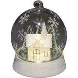 Winterse Magie - Glazen Bol met Huisje -Sneeuwvlokken - Warm Wit LED-Verlichting
