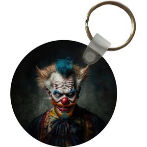 Sleutelhanger - Clown - Portret - Make up - Clownsneus - Kleding - Plastic - Rond - Uitdeelcadeautjes