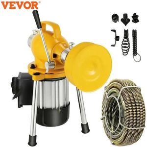 Vevor Professionele Ontstopper - Elektrische Baggeraar - 400W - 6 Ontstopping stukjes - Verstopping - Gootsteenontstopper - Afvoer - Ontstoppingsveer