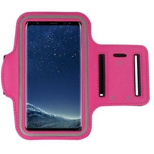 Geschikt voor Samsung Galaxy A70 Hoes Sport Armband hoesje Roze Pearlycase