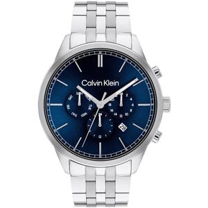 Calvin Klein CK25200377 Infinite Heren Horloge - Mineraalglas - Staal - Zilverkleurig - 44 mm breed - Quartz - Vouw/Vlindersluiting - 3 ATM (spatwater)