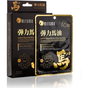 Mitomo Gold & Horse Oil Gezichtsmasker - Japans Face Mask - Black Mask – Ultra Voedende Hydraterende Reinigende Mask - Sheet Mask Jbeauty Skincare Rituals - 1 Stuk