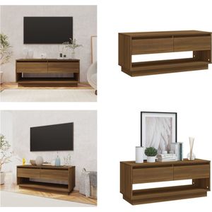 vidaXL Tv-meubel 102x41x44 cm spaanplaat bruineikenkleurig - Tv-kast - Tv-kasten - Tv-standaard - Wandtafel