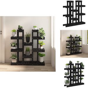 vidaXL Plantenstandaard - Plantenstandaards - Plantenbak - Houten Plantenstandaard - Plantenstandaard 104,5x25x109,5 cm massief grenenhout zwart