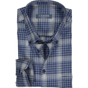 Ledub overhemd modern fit overhemd - blauw geruit - Strijkvriendelijk - Boordmaat: 38
