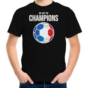 Frankrijk EK/ WK supporter t-shirt we are the champions met Franse voetbal zwart kinderen 134/140