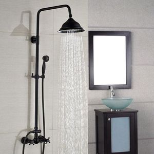 Thermostatische douchezuil, in hoogte verstelbaar, afneembare handdouche, regendouche, handdouche, geschikt voor badkamer, huis, hotel (zwart)