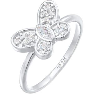 Elli Dames Ring Dames Vlinder Symbool Sprankelend met Zirconia Kristallen in 925 Sterling Zilver