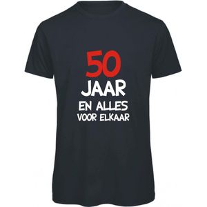 50 jaar - 50 jaar abraham - 50 jaar sarah - 50 jaar verjaardag - T-shirt 50 jaar en alles voor elkaar - Maat M - Zwart T-shirt korte mouw