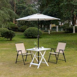 Vouwtafel tuin bijzettafel terras tafel gemaakt van populier houten tuin tafel met Ø38 mm parasol houder tuinmeubels 70 x 70 x 70 cm