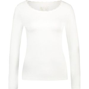 RJ Bodywear Thermo dames shirt lange mouw met kant (1-pack) - wolwit - Maat: L