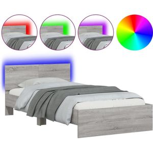 vidaXL-Bedframe-met-hoofdbord-en-LED-grijs-sonoma-eiken-100x200-cm
